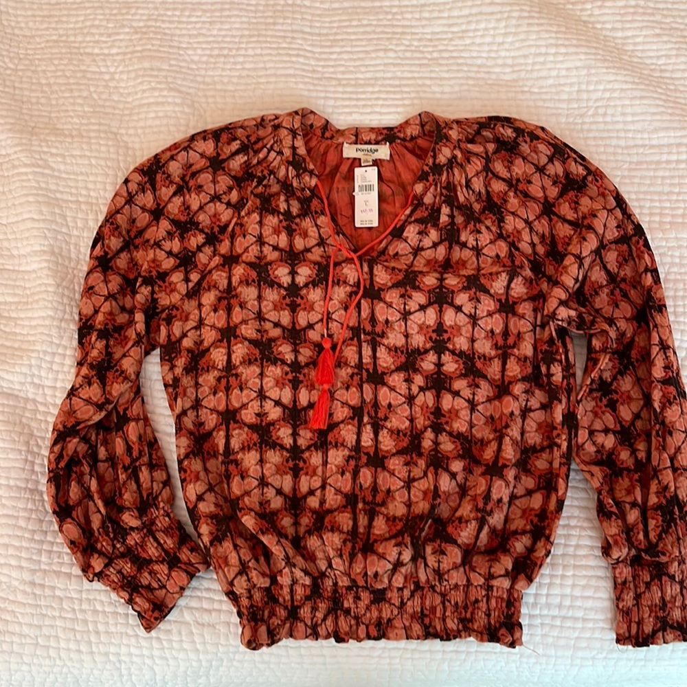 Porridge NWT women’s large shirt, burnt orange and dusty black…